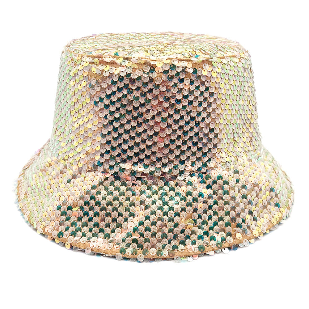 Wholesale Colorful sequin hat double-sided sun hat sun protection bucket hat